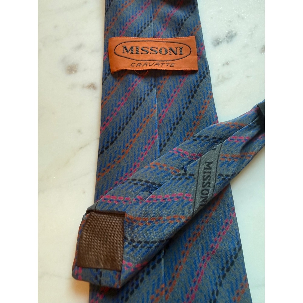 Missoni Classic Cravatte Silk Tie Mens Zigzag Geometric Made in Italy